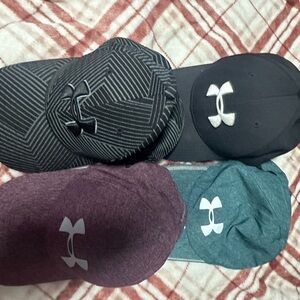 Under Armour Caps in Black, Gray, Maroon, and Teal
